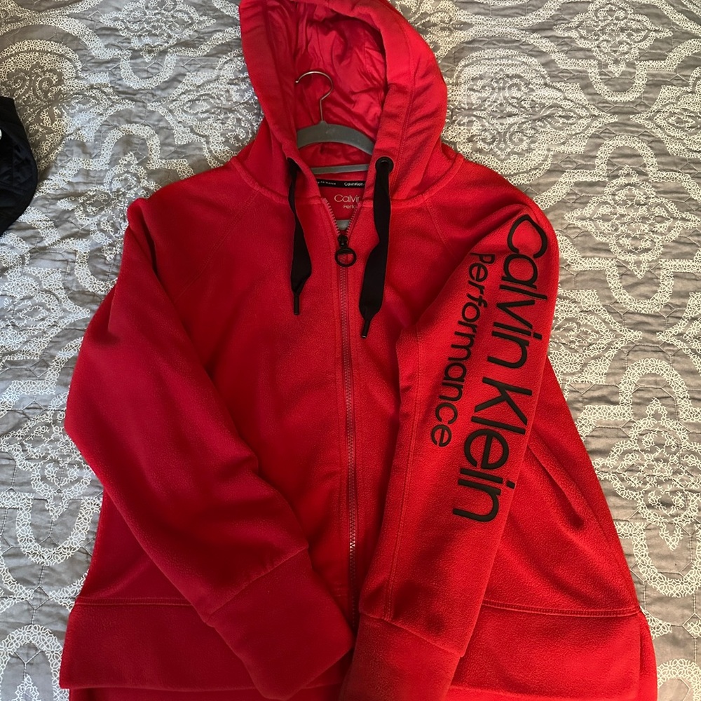Calvin Klein Red Zip-Up Hoodie
